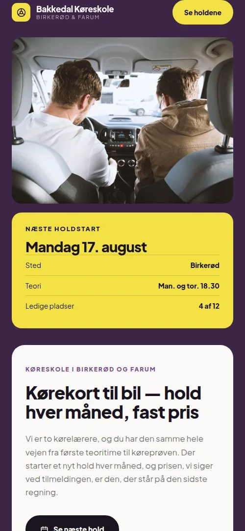 Den samme side på en telefon