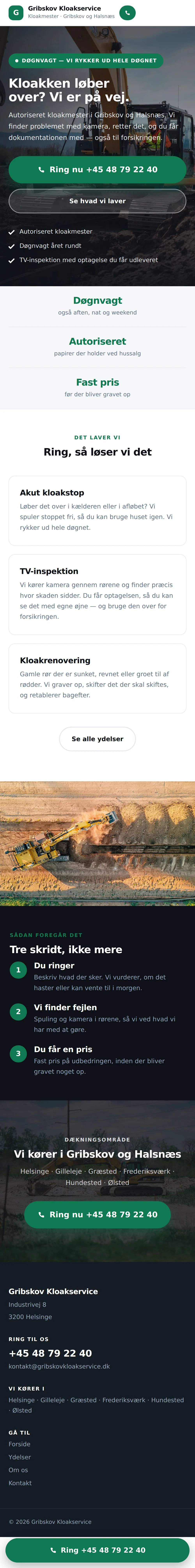 Hele forsiden vist på en telefon