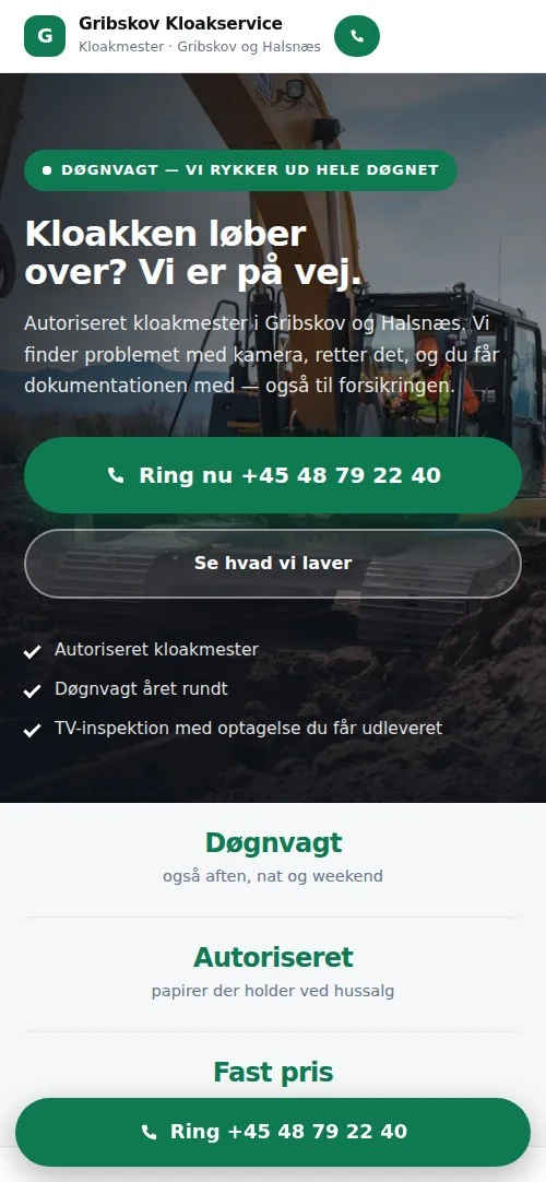 Den samme side på en telefon
