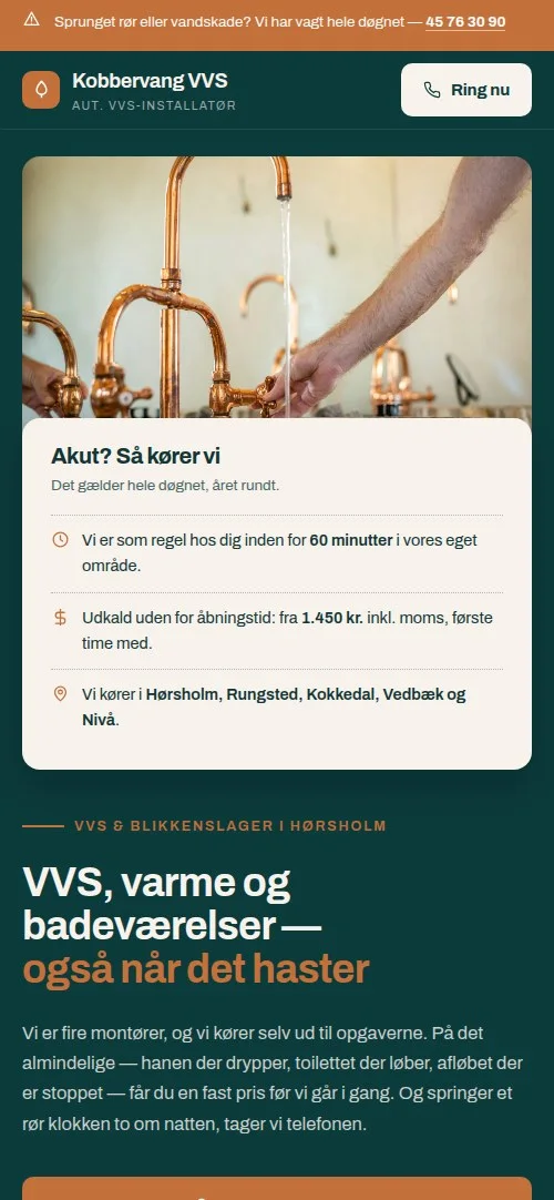 Den samme side på en telefon