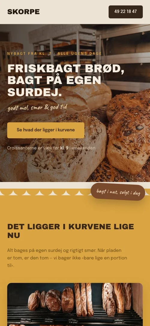 Den samme side på en telefon
