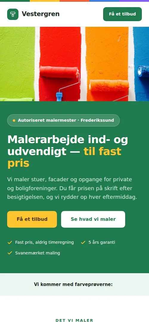 Den samme side på en telefon