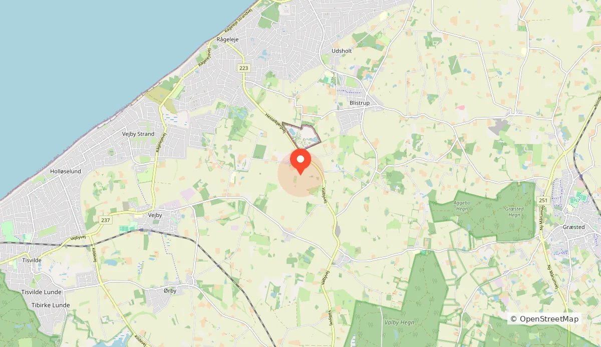 Kort over Græsted i Nordsjælland